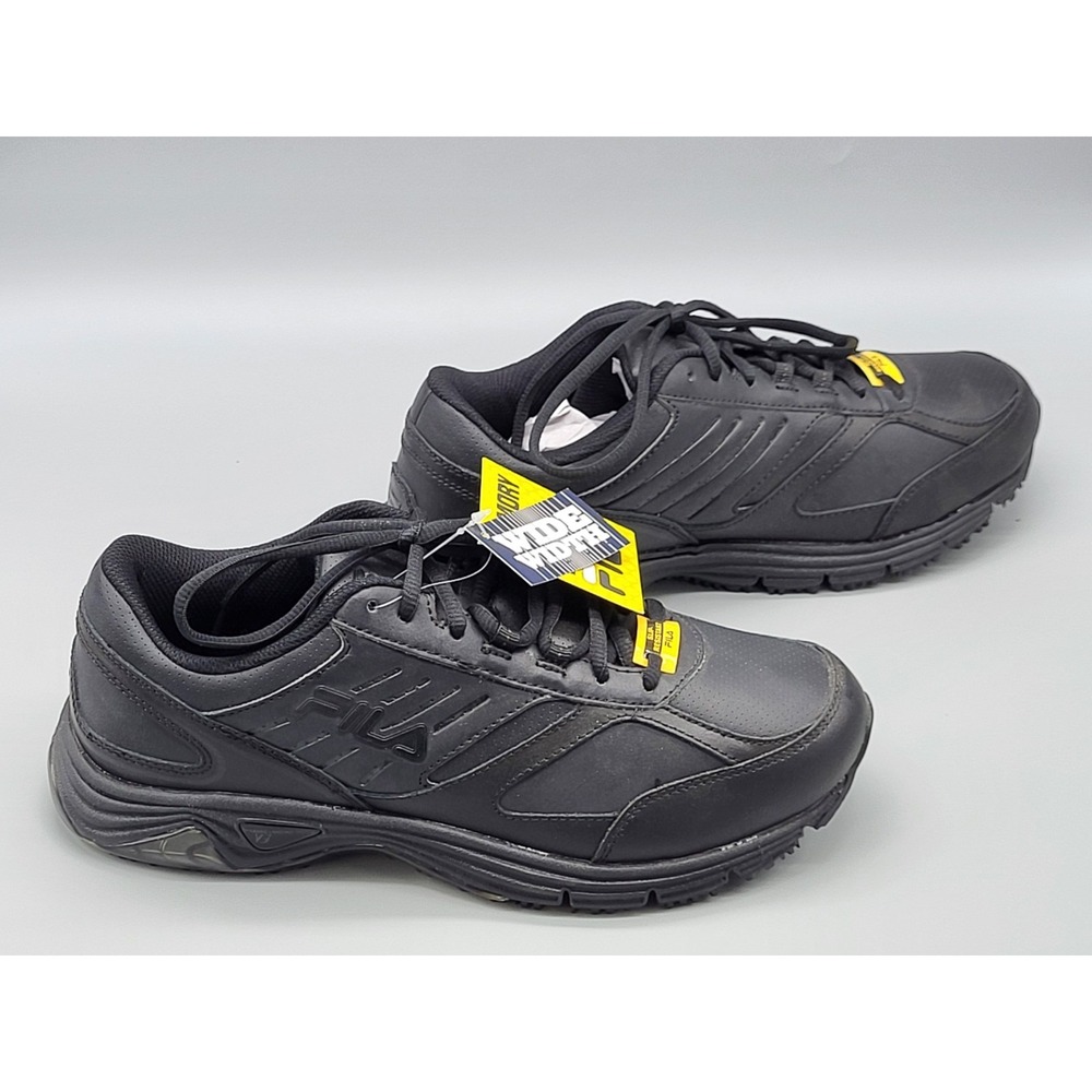 NIB Fila Black Slip Resistant Memory Foam Work Sneakers Sz 10W - Picture 2 of 9